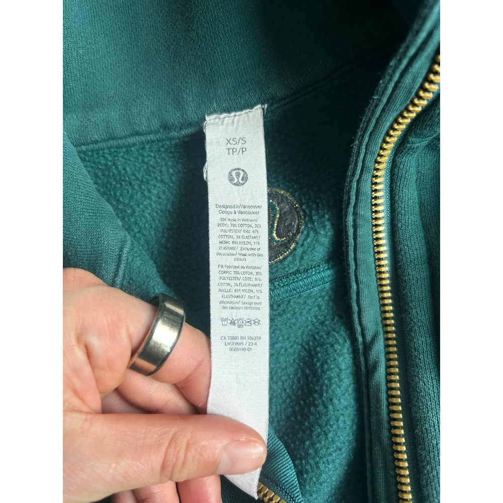 Lululemon Scuba Oversized Funnel Neck Half Zip Storm Teal Gold Zip Women's XS/S - Picture 8 of 8
